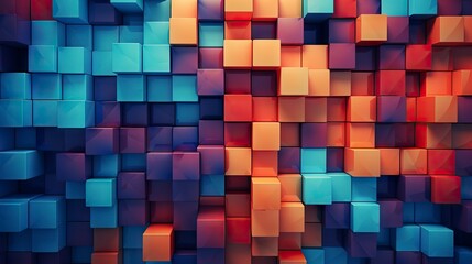 Abstract background with cubes. 3d rendering, 3d illustration. Generative AI
