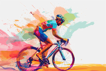 colorful poster of a mountain bike race rider