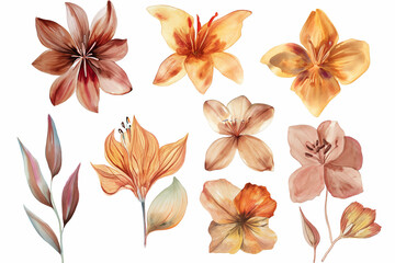 watercolor set of flowers