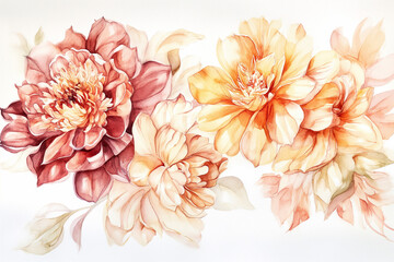 watercolor set of flowers