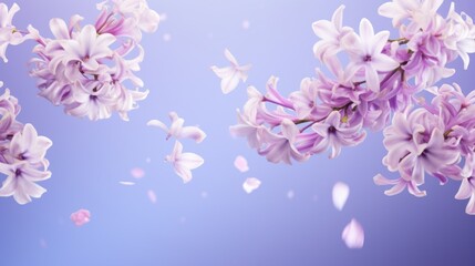 Beautiful spring background with blooming purple hyacinths. illustration. Generative AI
