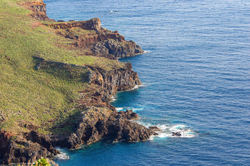 Rocky coastline of the Ponta de São Lourenço (tip of St Lawrence) at the easternmost point of...