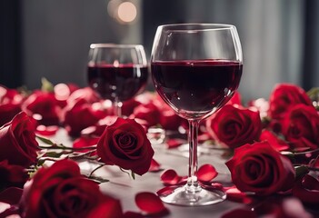Valentine's Day Roses Celebration Wine Romantic