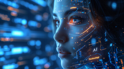 Cyberlinked Beauty Fusion of Woman and AI Technology