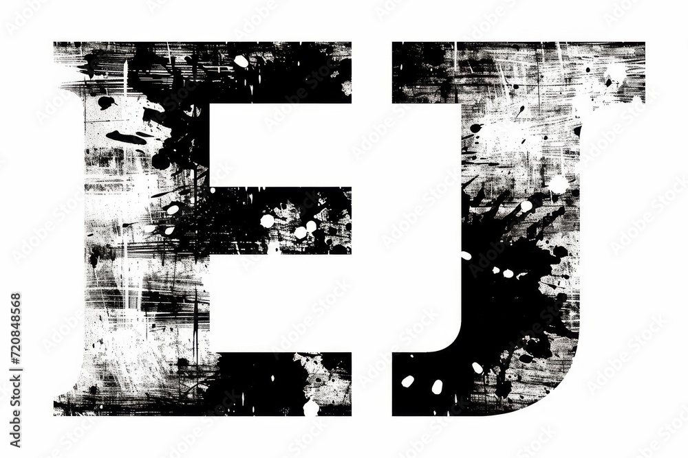 Poster capturing the raw emotion of artistic expression, a striking black and white paint splatter letter r