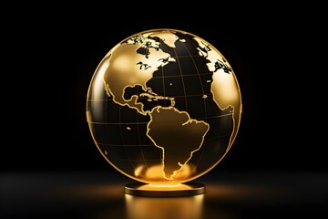 the world globe showing communication gold and dark