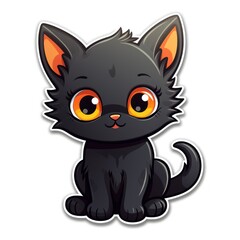 Cute black kitten isolated on white background. cartoon illustration.