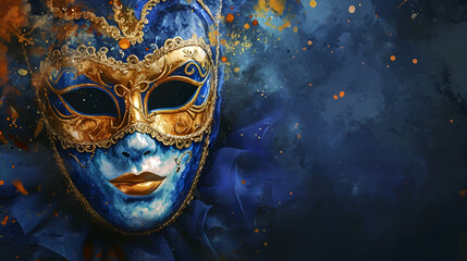 theatrical flyer or banner for the Venice carnival, mask on a dark background with space for text - obrazy, fototapety, plakaty