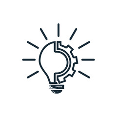 Innovation, Light Bulb and Cog Inside, Inspiration, Lamp, Light Bulb, Idea Icon Design Template Elements