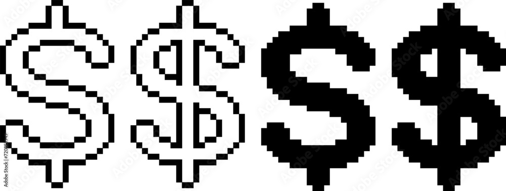 Wall mural pixel art usd sign set