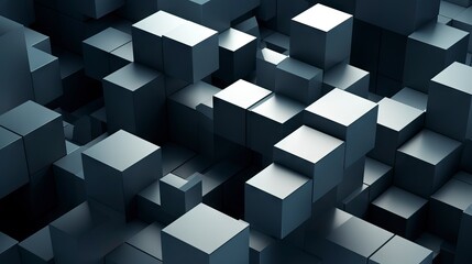 3d rendering of abstract cubes background in black and white colors. Generative AI