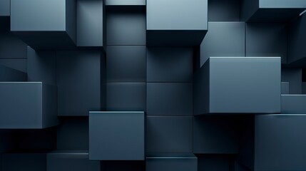 Abstract black cubes background. 3d rendering, 3d illustration. Generative AI