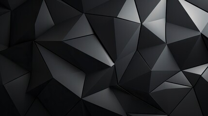 Abstract black polygonal background with triangles. 3d render illustration Generative AI