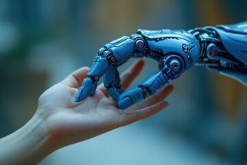 Robot Hand Reaching Out to Human Hand
