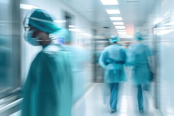 Group of Doctors Walking Down a Hospital Hallway