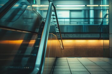 Escalator in Subway Station With Stairs