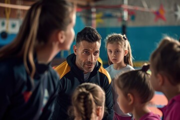 Man Standing in Front of Group of Children