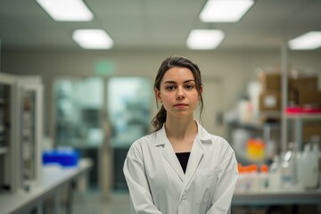 Woman in Lab Coat Conducting Experiments in Laboratory