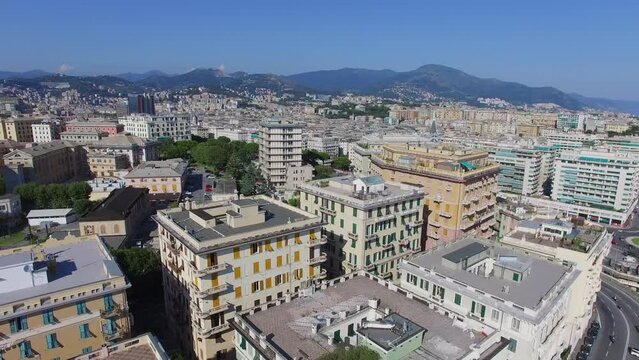 City panorama with District 1 Center East, Congress Palace and docks Molo Giano