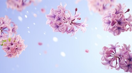 Beautiful spring background with pink hyacinth flowers. illustration. Generative AI