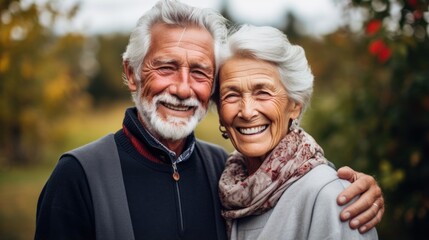 Loving and Happy Senior Couple Posing Together in Isolation AI Generated - obrazy, fototapety, plakaty