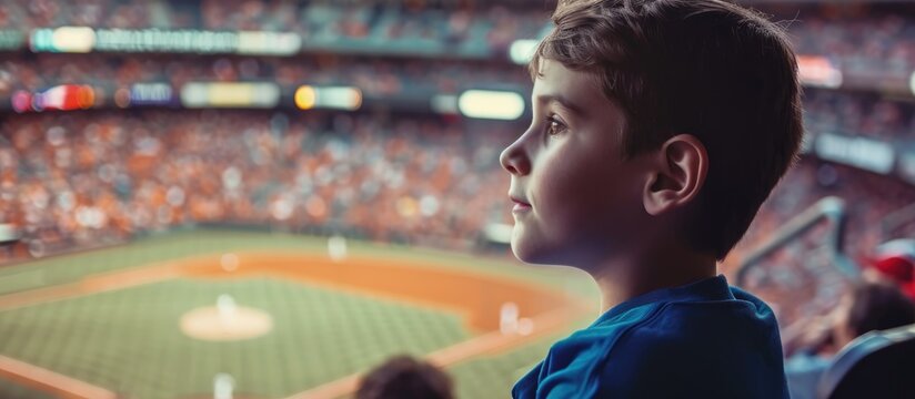 Boy enjoying professional baseball game