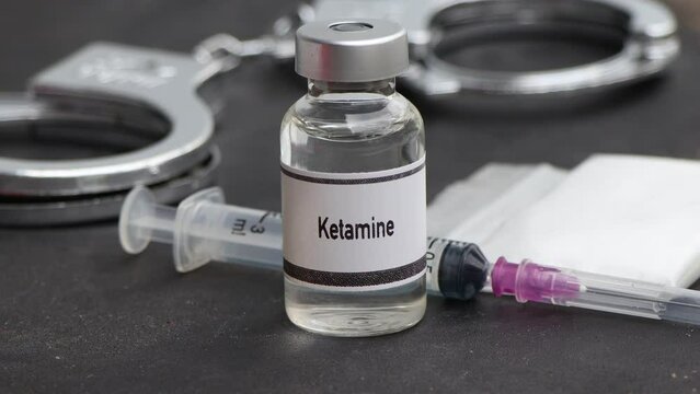 Ketamine in a vial, narcotics are dangerous to health or brain nervous system
