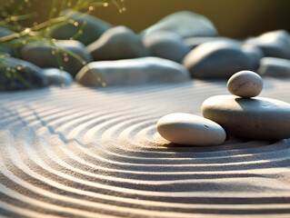 Fototapeta na wymiar Meditative Patterns: Zen Garden Focus | Generative AI 