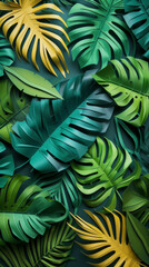 Obraz premium Tropical leaves made of paper.