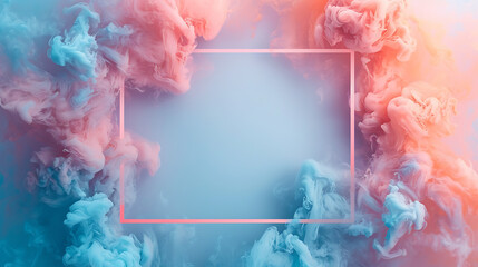 Creative Graphic Design Abstract Background - Pink & Blue smoke with frame and copy space