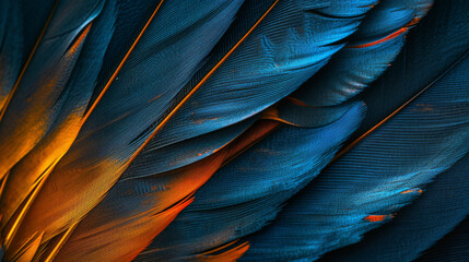 Sky blue and amber feather wallpaper.