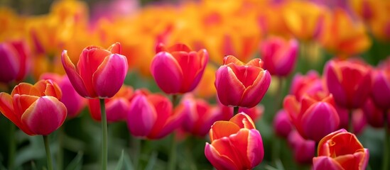 Stunning Close-Up of a Group of Tulips: A Close-Up View Highlighting the Vibrant Beauty of a Group of Tulips in Close Proximity