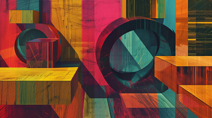 A color selection of multiple colored geometric shapes.