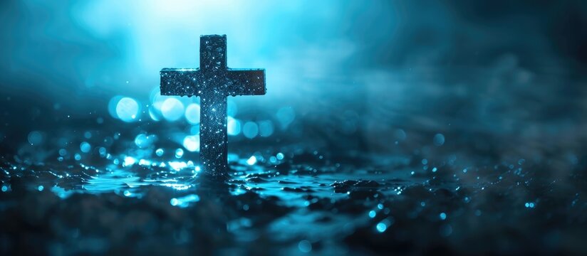 Blurry Christian cross symbol.