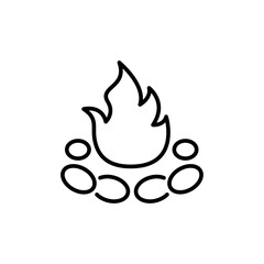 Campfire outline icons, minimalist vector illustration ,simple transparent graphic element .Isolated on white background