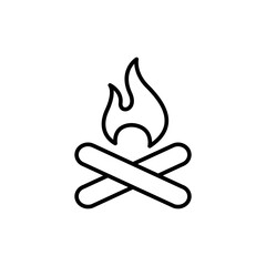 Campfire outline icons, minimalist vector illustration ,simple transparent graphic element .Isolated on white background