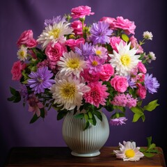  Bouquet of flowers, Flowers Bouquet in a Vase, Flowers Bunch, Roses, Chrysanthemums, Colorful flowers, Flower Bunch