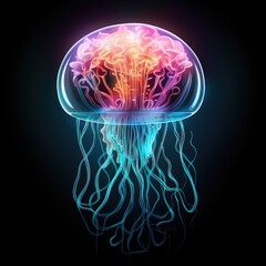 Brain synthetic jellyfish. Illustration about the brain