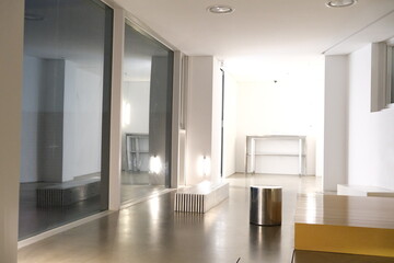 Modern Minimalist Cafe at Night