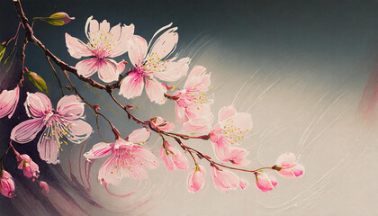 Artistic Rendering of Cherry Blossom Branch