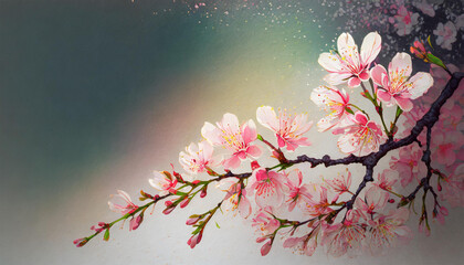 Obraz na płótnie Canvas Stylized Cherry Blossoms with Bokeh