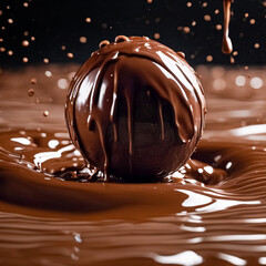 big choco ball falling in thick choco moist