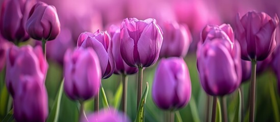 Stunning Close-Up of Purple Tulips in Full Bloom - Powered by Adobe