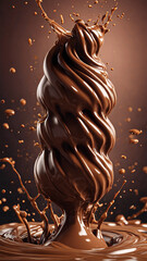 chocolate swirling close up effect