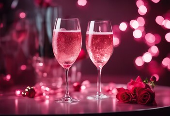  day St glasses cocktail pink champagne Couple prosecco Festive