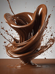 chocolate swirling splash isolated on white background