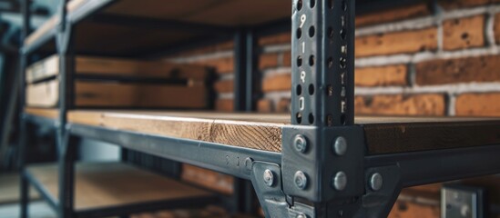 Inspecting Industrial Furniture Maker: A Close-up of a Maker Inspecting an Industrial Shelf
