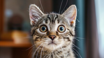 surprised cat make big eyes. American shorthair surprised cat or kitten funny face big eyes, cute, domestic, kitten, feline, Emotional surprised, kitty, wow