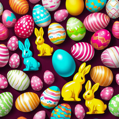 Fototapeta premium arrangement decoration of Happy Easter holiday background concept bunny eggs with accessory ornament on modern beautiful background