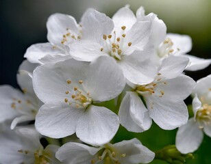 Fototapeta premium White jasmine flowers. The branch delicate spring flowers. nature